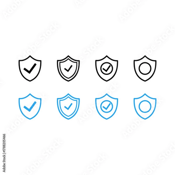 Obraz Security shield icon set. Shield check mark symbols. 