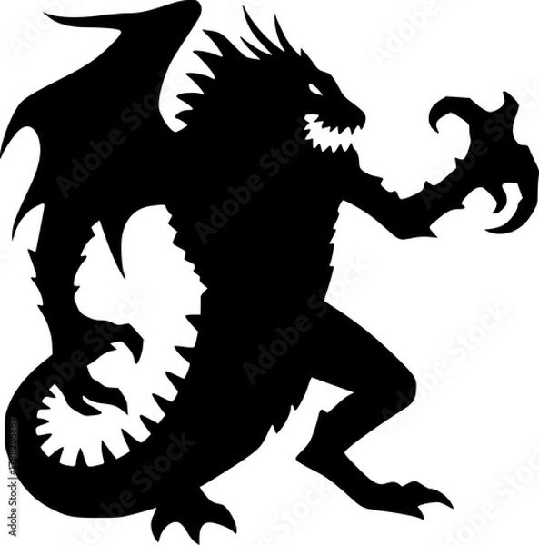 Obraz Wild creature monster silhouette vector for fantasy and mythical design