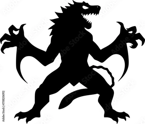 Obraz Creepy monster silhouette design for haunted and mysterious background