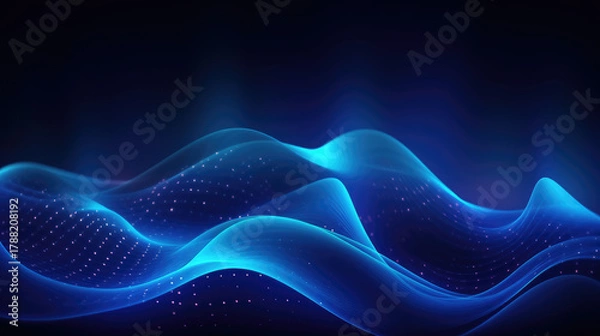 Fototapeta Futuristic Neon Data Waves – AI Technology Background