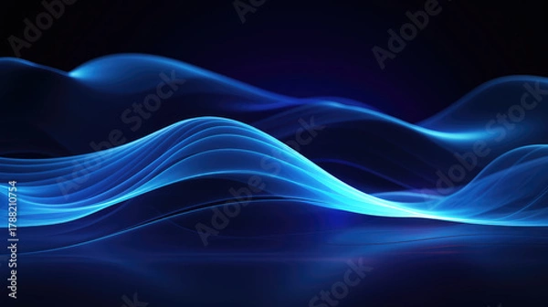 Fototapeta Futuristic Neon Data Waves – AI Technology Background