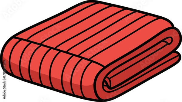 Fototapeta Red folded blanket with textured surface on white background  