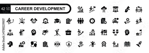 Fototapeta Career development flat icons set. Vector illustration	
