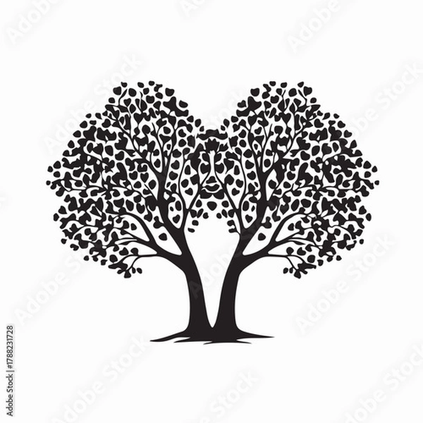 Fototapeta Heart Shaped Tree Trunk Vector Illustration on white background