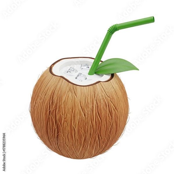 Fototapeta Coconut Drink Isolated on Transparent Background