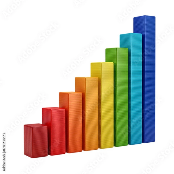 Fototapeta Rising Bars Growth Chart Isolated on Transparent Background