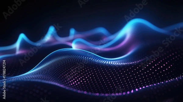 Fototapeta Abstract Neon Flow – Global Connection and Computing