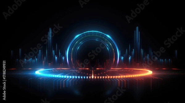 Fototapeta Circular Wave Flow – Futuristic 3D Digital Design