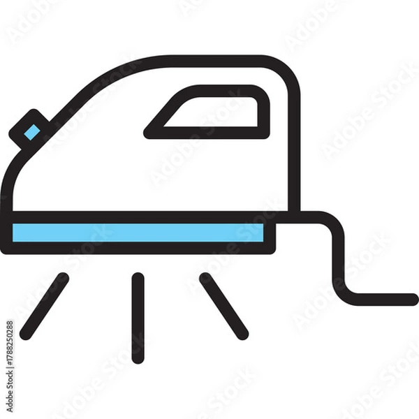 Obraz Stylized Blue And White Iron Appliance Emitting Heat On Transparent Background Icon