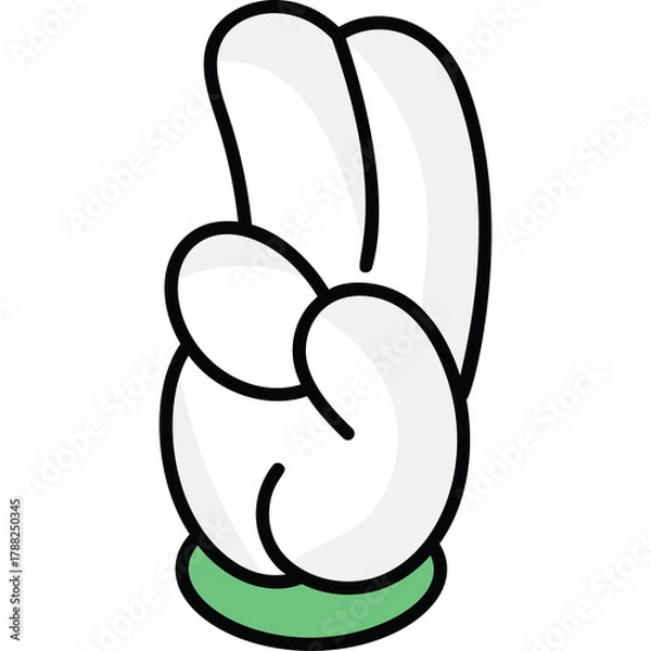 Fototapeta Stylized Cartoon Hand Showing Two Fingers Up Against Transparent Background