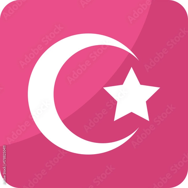 Obraz Stylized Crescent Moon And Star Icon On A Vibrant Pink Square Background With Subtle Shadows And Highlights Clean And Modern Design