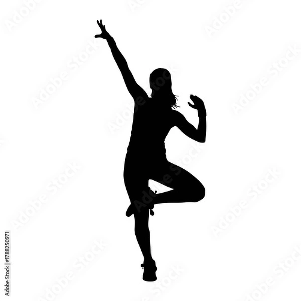 Fototapeta Silhouette vector of a woman doing Zumba against a white background