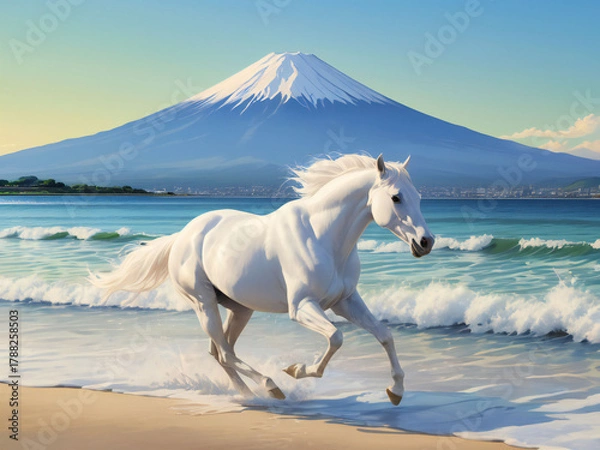 Fototapeta A thoroughbred sprinting at full speed.