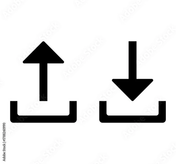 Fototapeta Upload and download icon on white background.