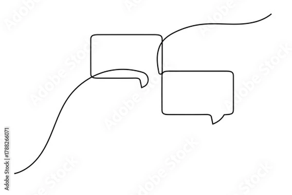 Fototapeta Modern continuous line drawing of message speech bubble icon
