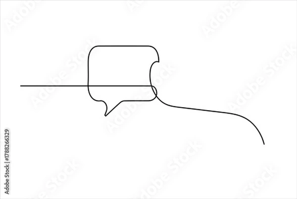 Obraz Modern continuous line drawing of message speech bubble icon
