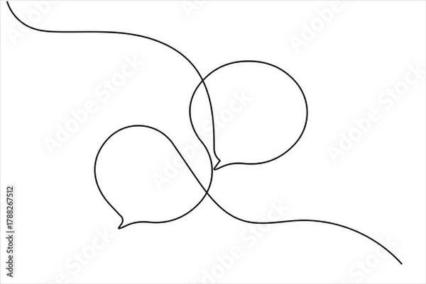 Obraz Modern continuous line drawing of message speech bubble icon
