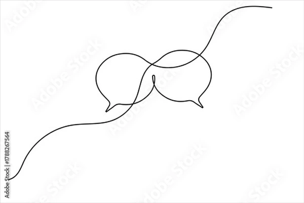 Obraz Modern continuous line drawing of message speech bubble icon
