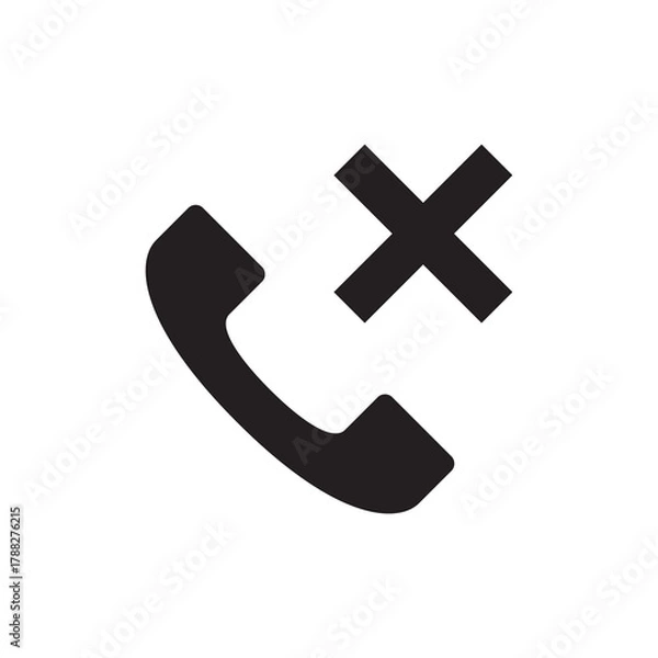 Fototapeta Hang Up Terminated Phone Call Solid Symbol