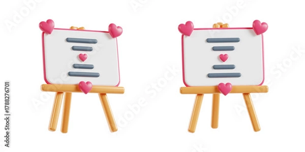 Obraz 3D Wedding Invitation or Menu Icon on Wooden Easel