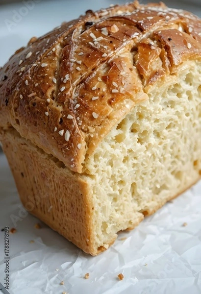 Obraz sliced bread on wooden table