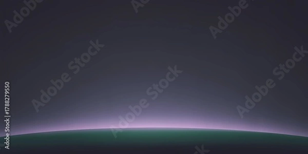 Fototapeta Serene horizon glows with soft purple light over a dark, rolling landscape, evoking peace and new beginnings.