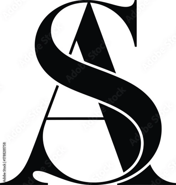 Fototapeta Elegant Monogram of Letters S and A