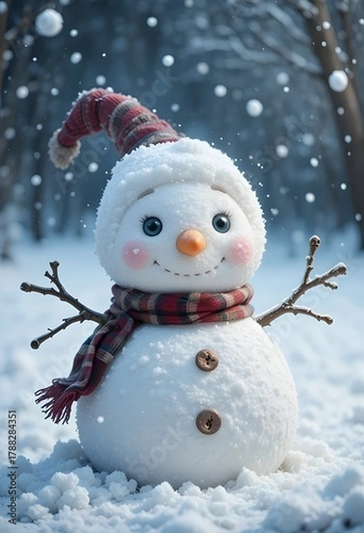 Obraz snowman in snow