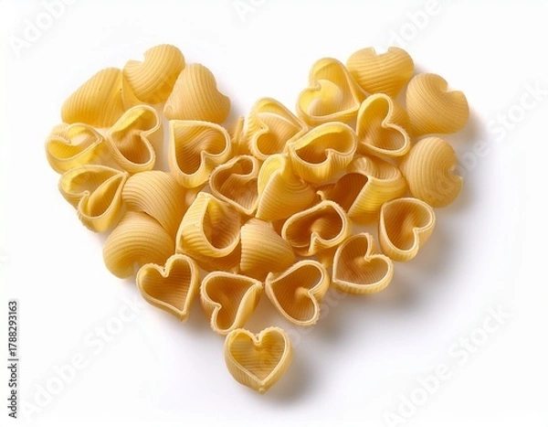 Obraz heart shaped pasta noodles on white