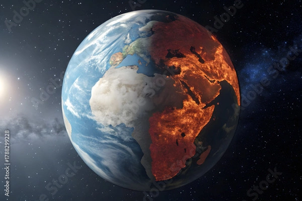 Obraz Split-tone globe showing frozen and scorched hemispheres