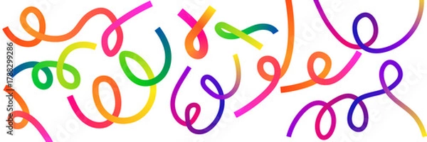 Obraz Festive Colorful Streamers and Confetti for Celebrations and Parties Banner