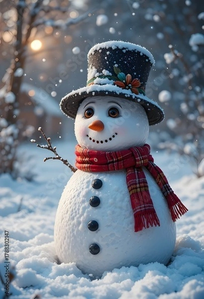 Obraz snowman on the snow