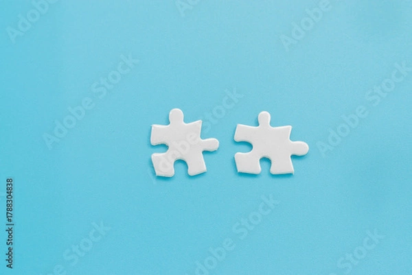 Obraz Double jigsaw puzzle on light blue background