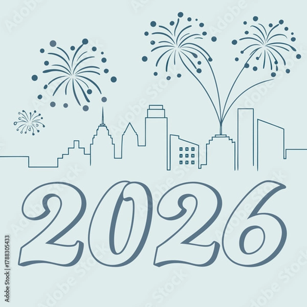 Fototapeta New Year skyline vector banner