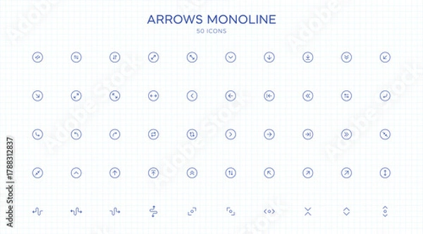 Obraz Arrows Monoline Icon Set
