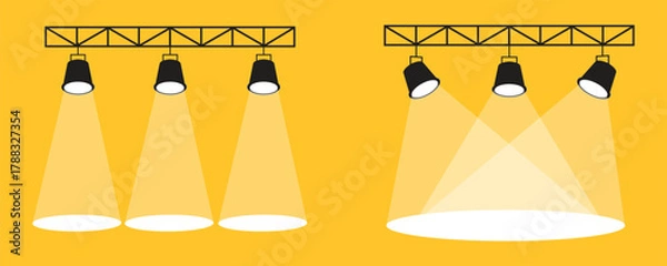 Fototapeta Stage Spotlights on Truss Vector - Show, Concert, or Event Lighting Background