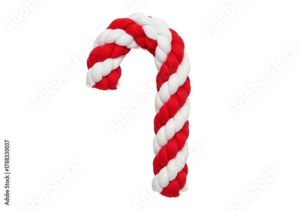 Obraz Red and white twisted rope candy cane isolated PNG, festive holiday decoration for Christmas and seasonal design projects