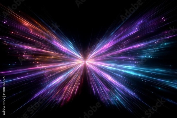 Fototapeta Vibrant Light Burst in Purple and Blue Colors Creates a Stunning Visual Effect