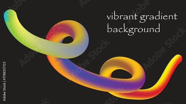 Obraz Vibrant gradient tube with swirling abstract shape on black