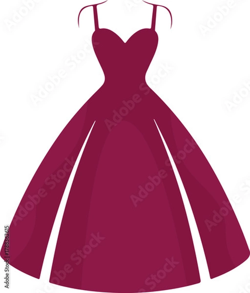 Fototapeta Vector illustration of a pink dress isolated on transparent background