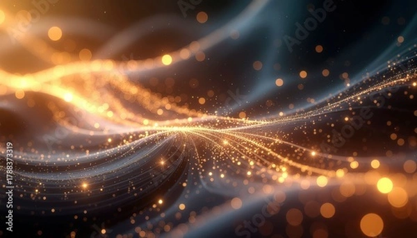 Fototapeta Abstract luminous trails of golden light creating dynamic flow and energy