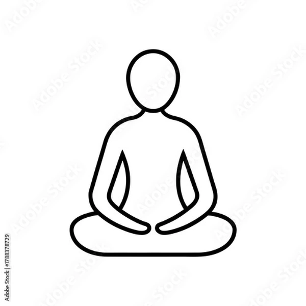 Obraz Person sitting in lotus position outline vector art on transparent background silhouette