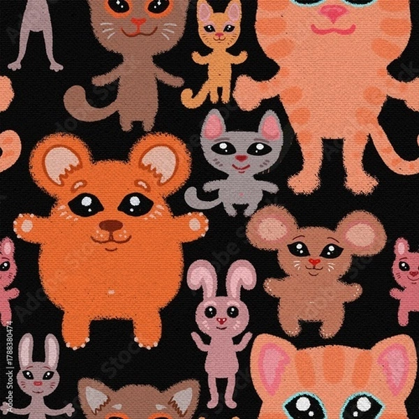 Fototapeta seamless pattern with cats