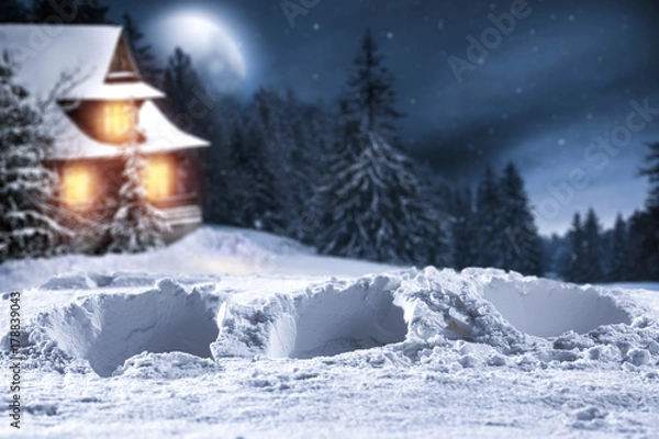 Fototapeta winter time and snow background 