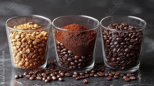 Obraz Coffee Beans and Blends in Clear Containers