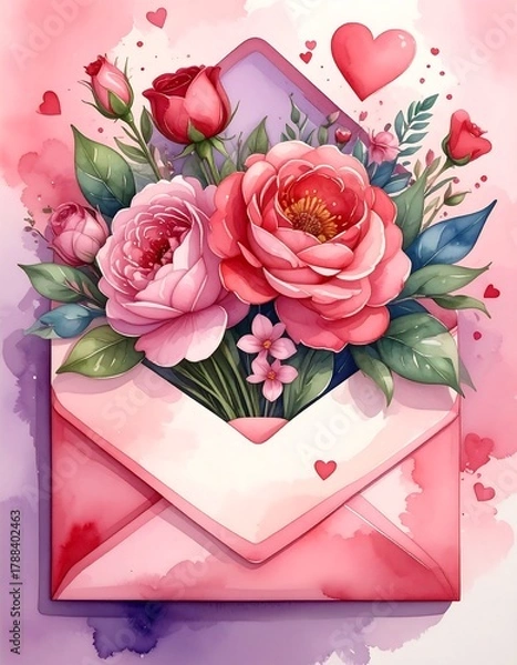 Obraz Romantic floral bouquet in an envelope