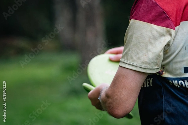 Fototapeta holding disc in hands