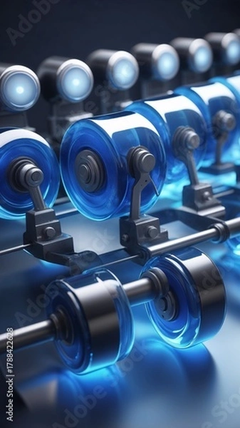 Obraz Advanced blue tech in modern machinery highlights precision