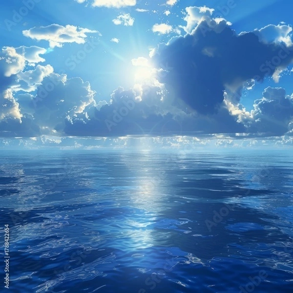 Fototapeta  realistic landscape showing the creation of sky and waters