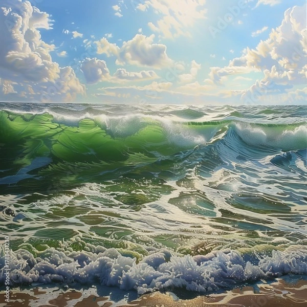 Fototapeta realistic seascape depicting the separation of sea and land